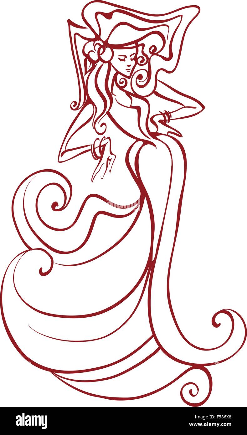 Travail en ligne de l'illustration du flamenco dancer Illustration de Vecteur