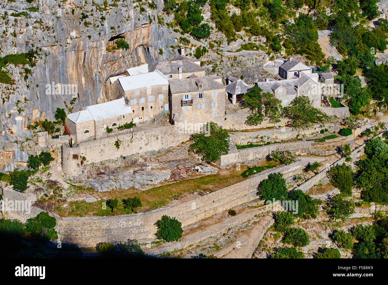 La Croatie, Kvarner, île de Brac, Monastère Blaca Banque D'Images