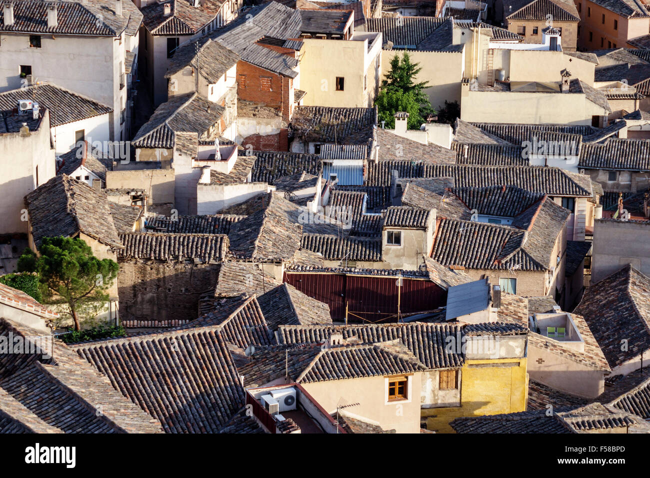 Tolède Espagne, Europe, Espagnol, hispanique hispanique Latins Latino Latinos, hispanophone, site du patrimoine mondial, centre historique, horizon, vue aérienne, Banque D'Images