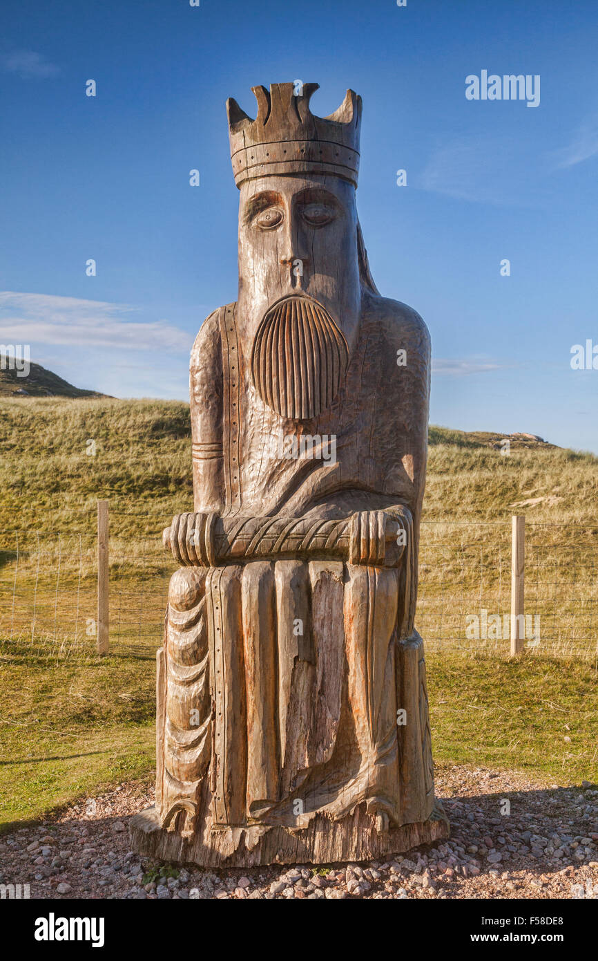 Sculpture par Stephen Hayward basée sur la célèbre île de Lewis pièces des échecs, Uig, Isle Of Lewis, Western Isles, Hébrides extérieures, Banque D'Images