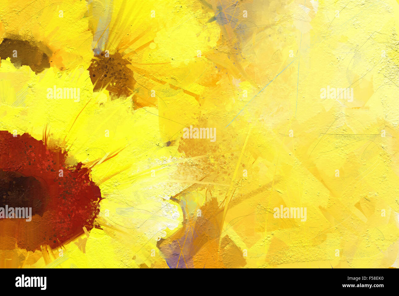 Peinture à l'huile de tournesol d'or close up blossom Banque D'Images