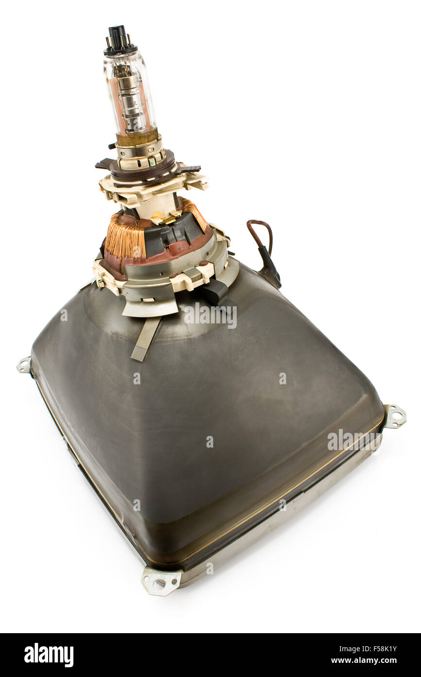 Retour de l'ancien téléviseur tube cathodique isolated on white Banque D'Images