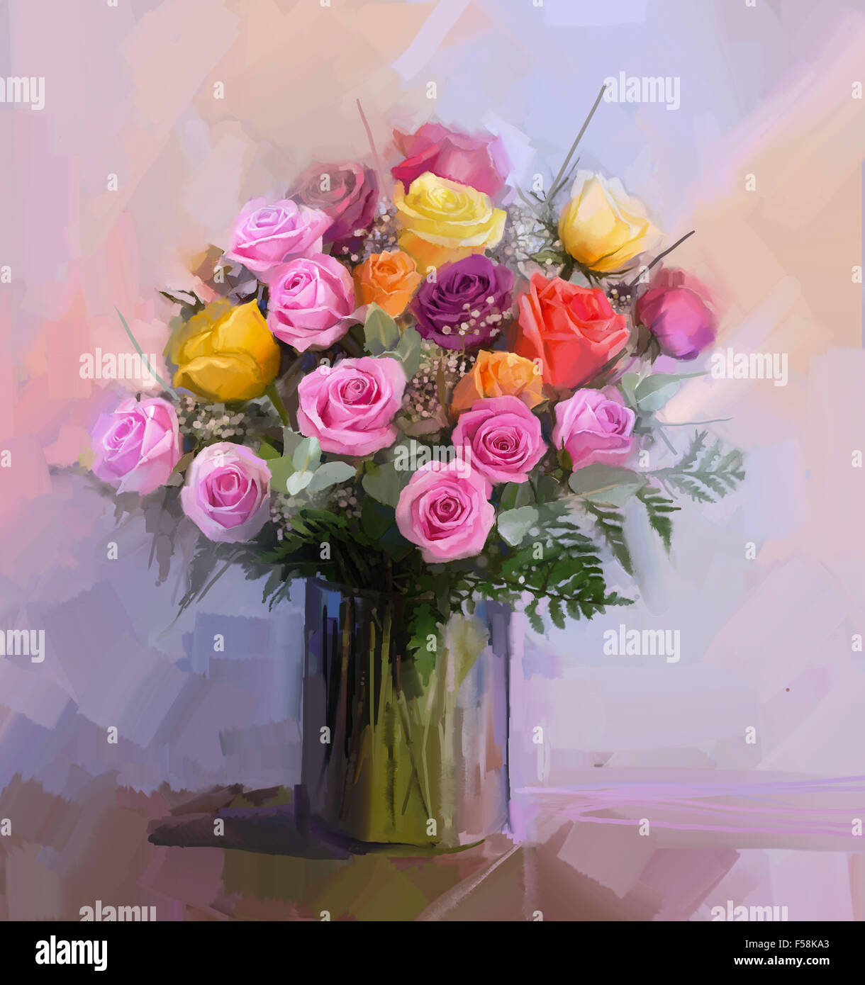Bouquet de fleurs peinture à l'huile Banque de photographies et d'images à  haute résolution - Alamy