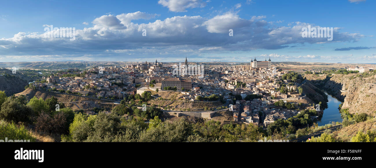 Panorama, pano de l'ancienne ville de Tolède, Espagne, Europe Banque D'Images