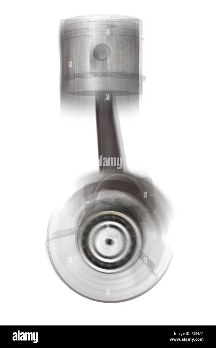 Piston et bielle sur fond blanc Banque D'Images