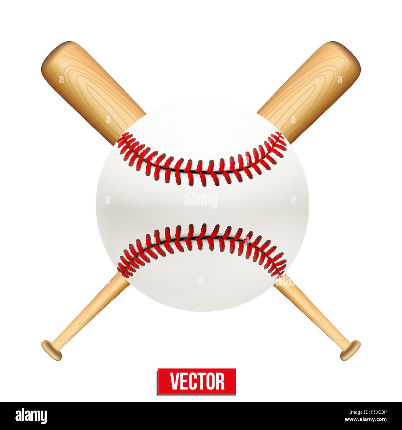 Vector illustration de baseball balle de cuir et de chauves-souris. Illustration de Vecteur