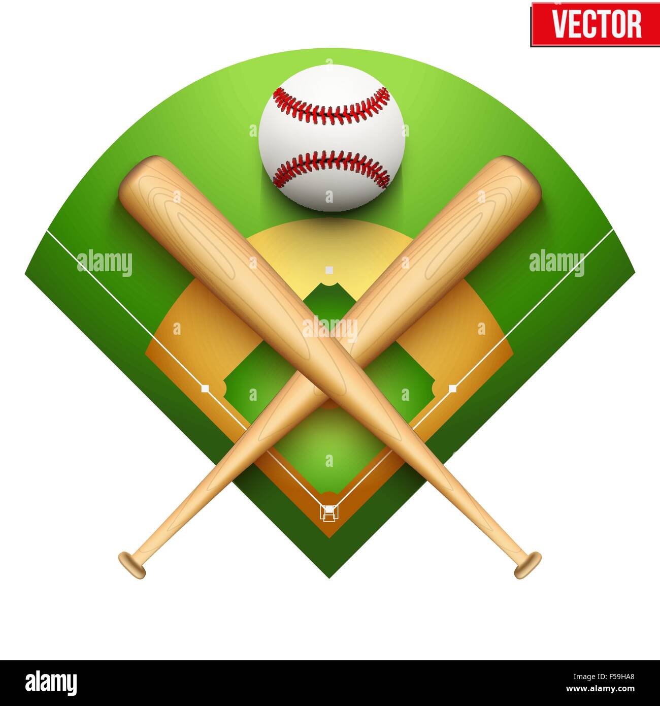 Vector illustration de baseball balle de cuir et de chauves-souris. Illustration de Vecteur