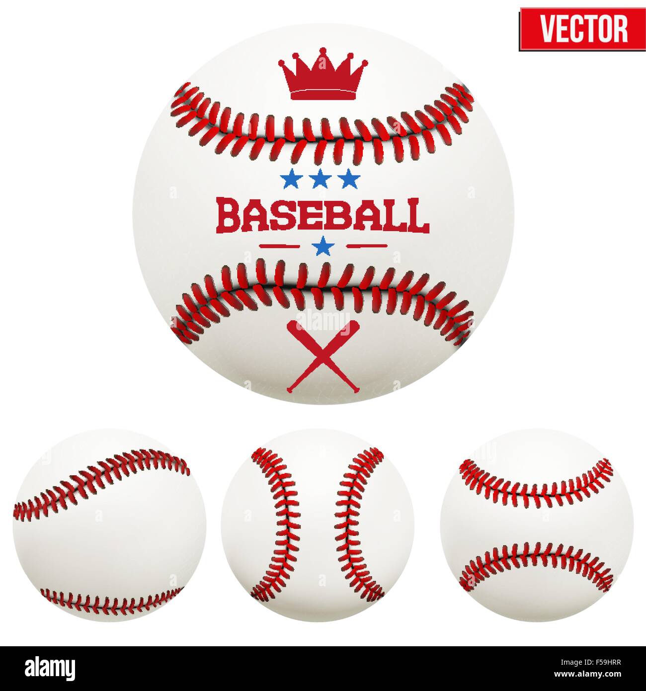 Jeu de boules en cuir baseball Illustration de Vecteur