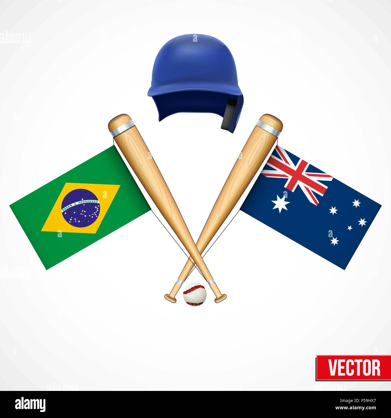 Symboles de l'équipe de baseball au Brésil et en Australie. Illustration de Vecteur