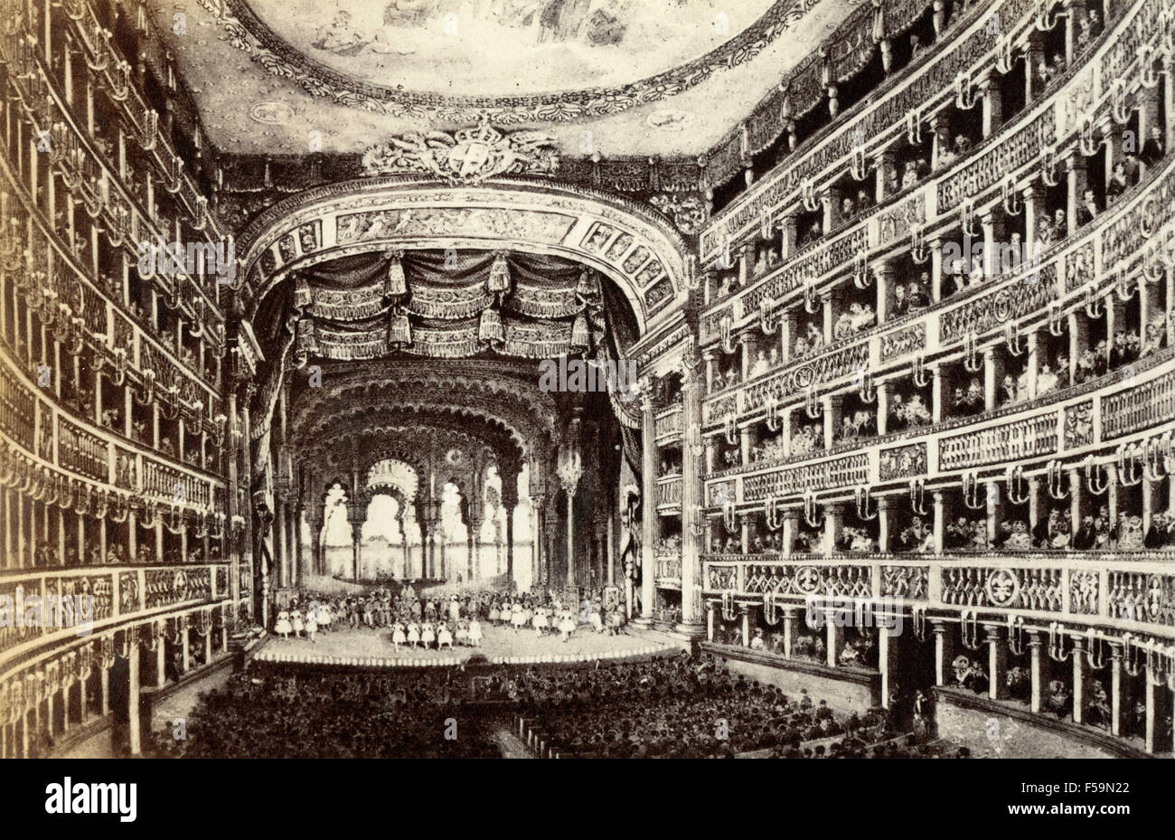 Le Théâtre San Carlo de Naples, peintures, Italie Banque D'Images