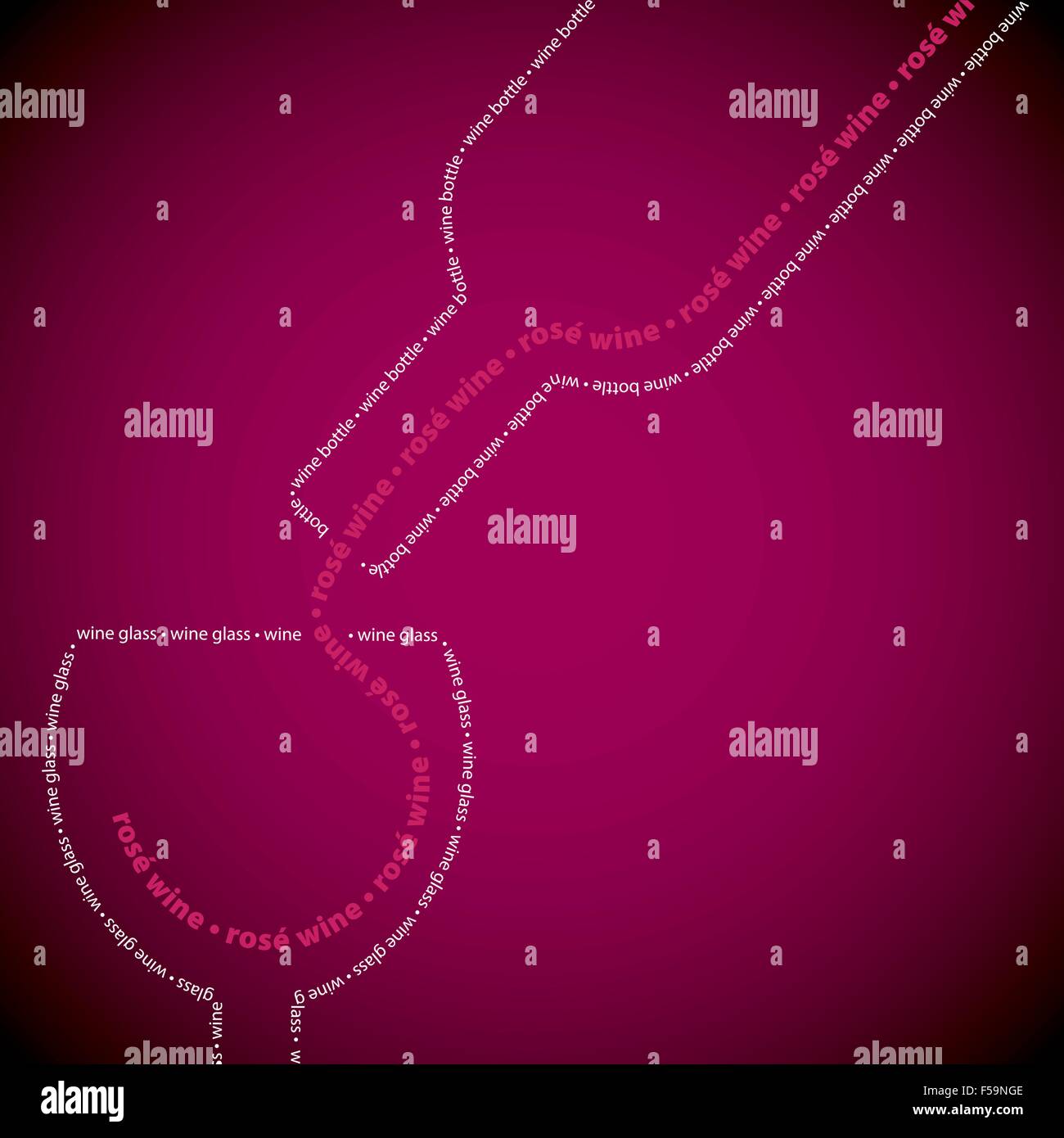 Bouteille de vin et le verre fait à partir de mots en format vectoriel. Illustration de Vecteur