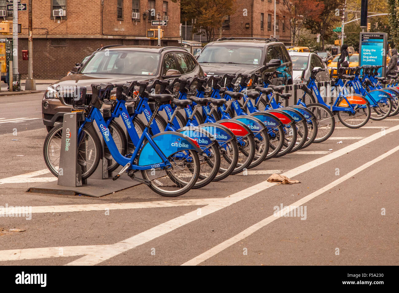 Citi-bike station, Citibike est un système de partage de vélos ou de vélo-partage, basé à New York City, États-Unis d'Amérique. Banque D'Images