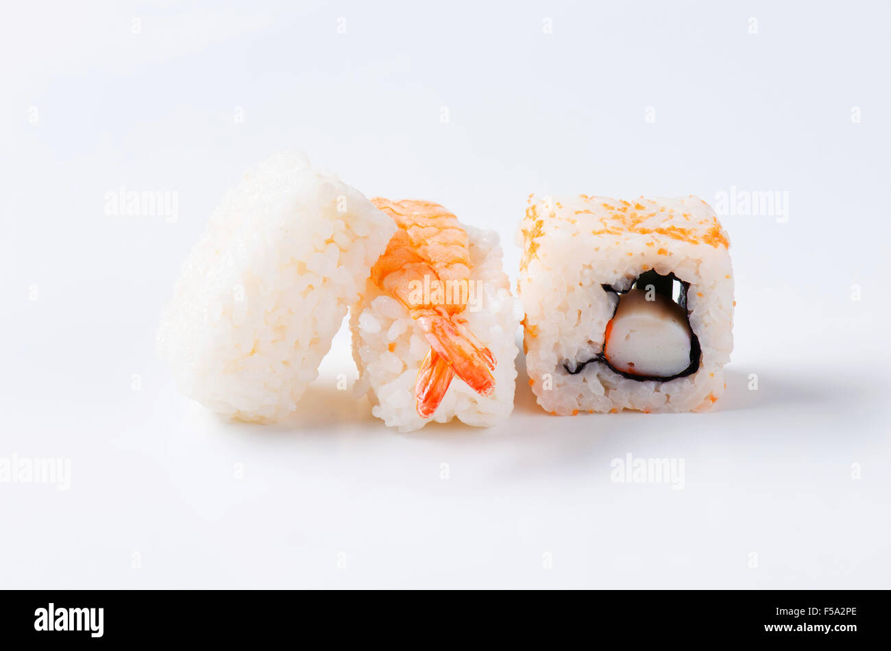 Ebi nigiri sushi roll crabe et Banque D'Images