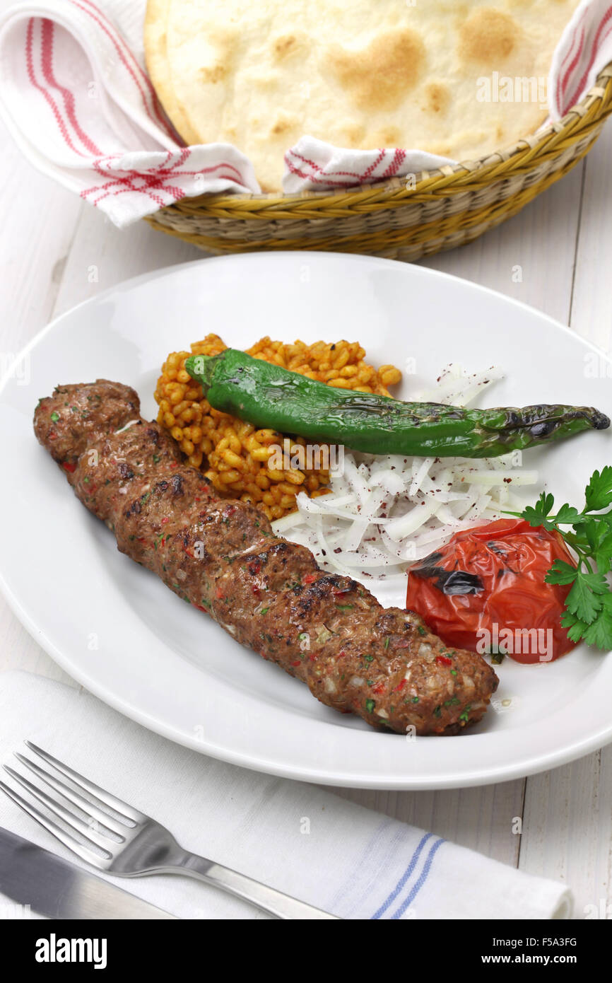 Adana kebab, la viande hachée, kebab turque Banque D'Images