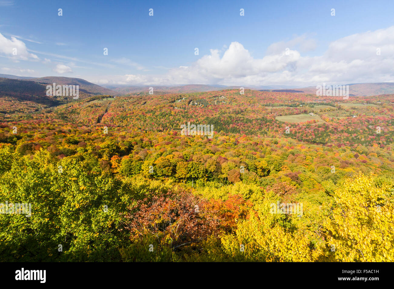 Les couleurs d'automne sur la crête de la brosse et les vallées de montagne et Fleischmann ci-dessous montre un rebord Monka Hill dans les Catskills Mo Banque D'Images
