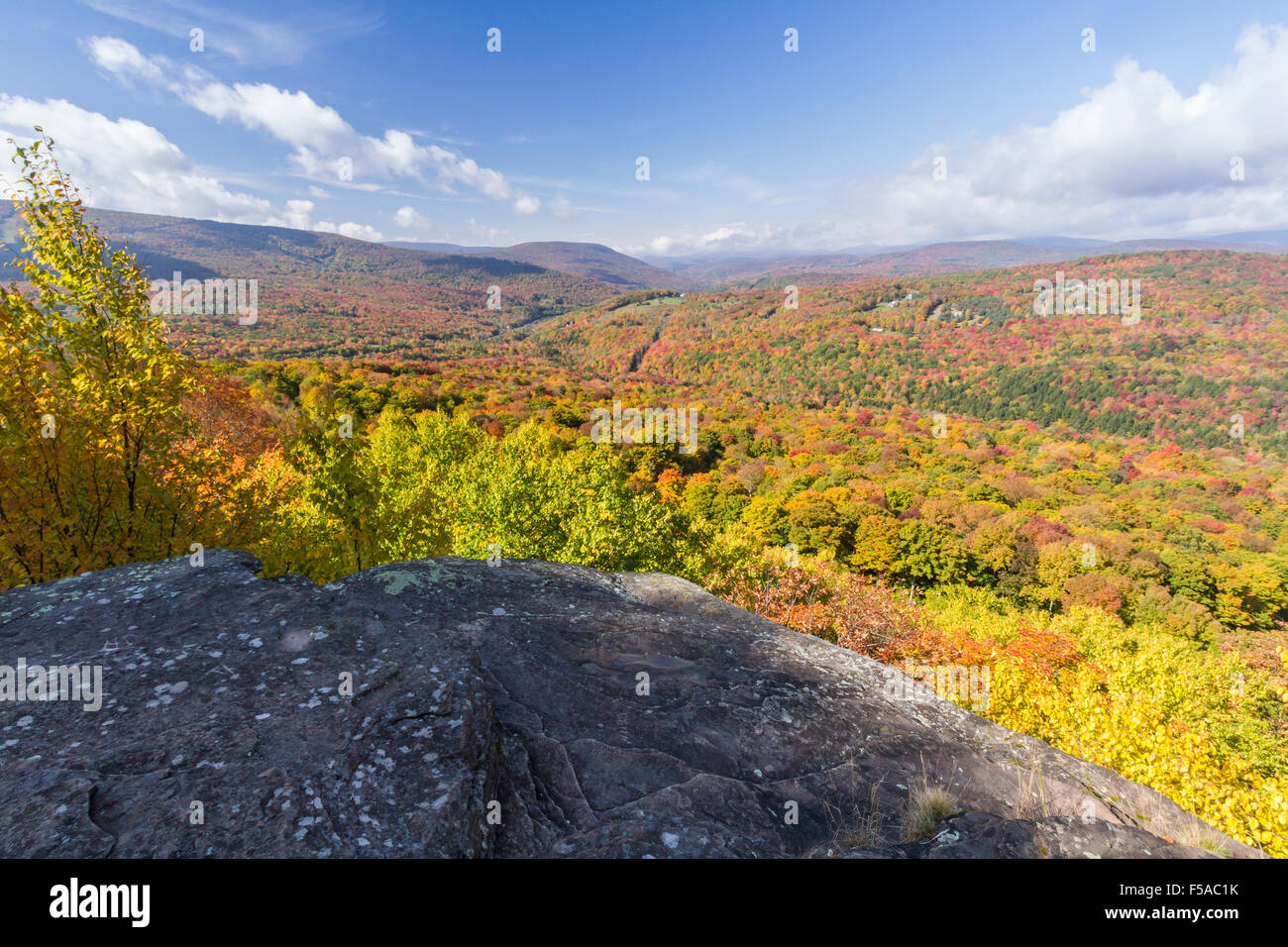 Les couleurs d'automne sur la crête de la brosse et Fleischmann Mountain vu depuis un rebord Monka Hill dans le nord de l'état des montagnes Catskill Banque D'Images