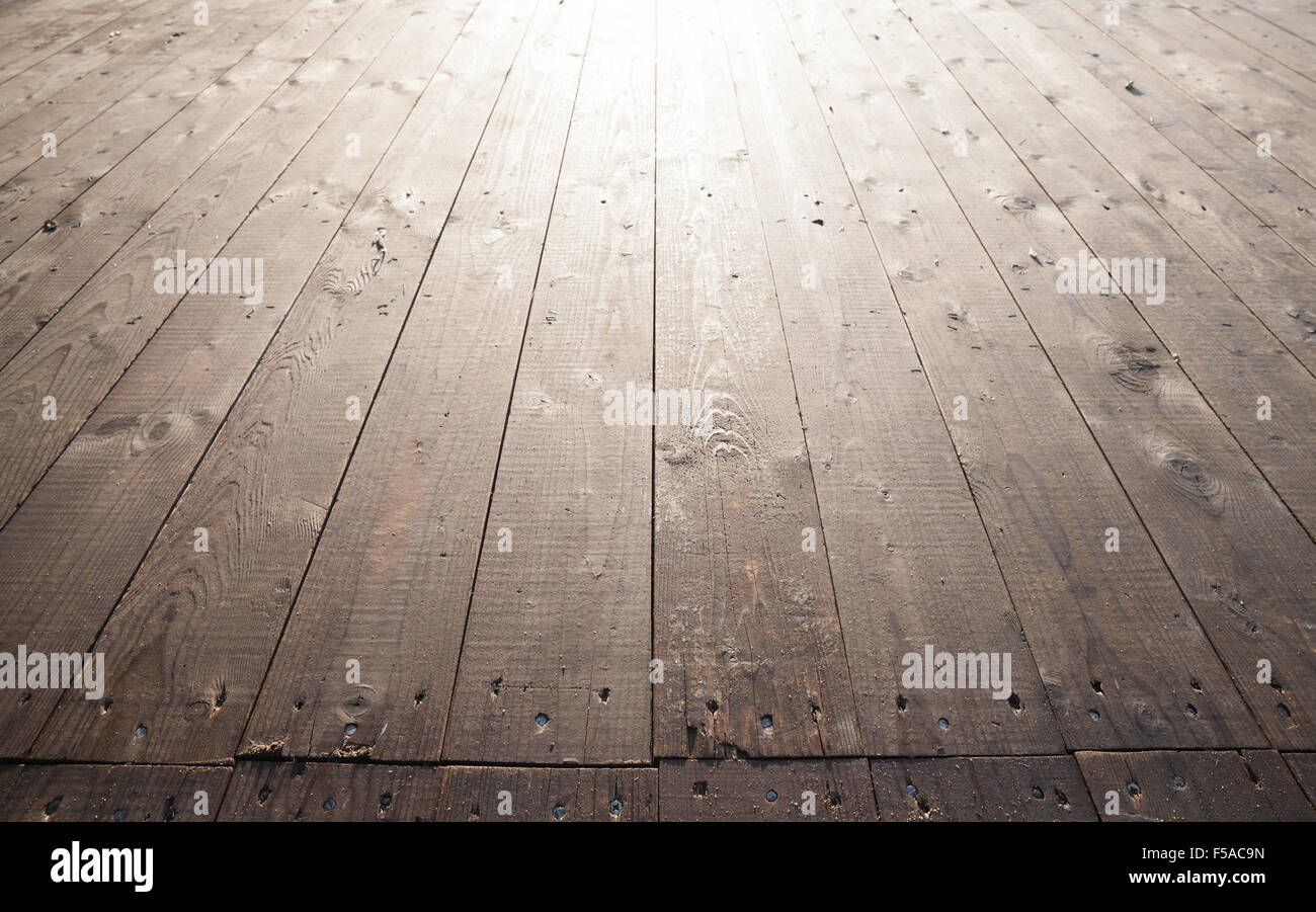 Vieux plancher en bois brun texture de fond avec effet de perspective et de fin Banque D'Images