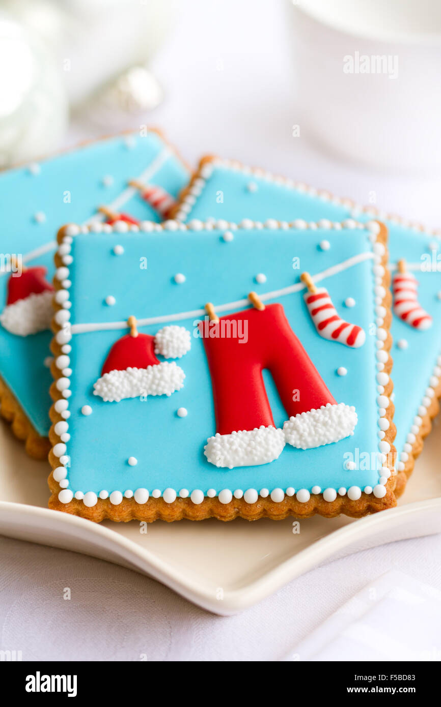 Assiette de biscuits de Noël Décoration Banque D'Images