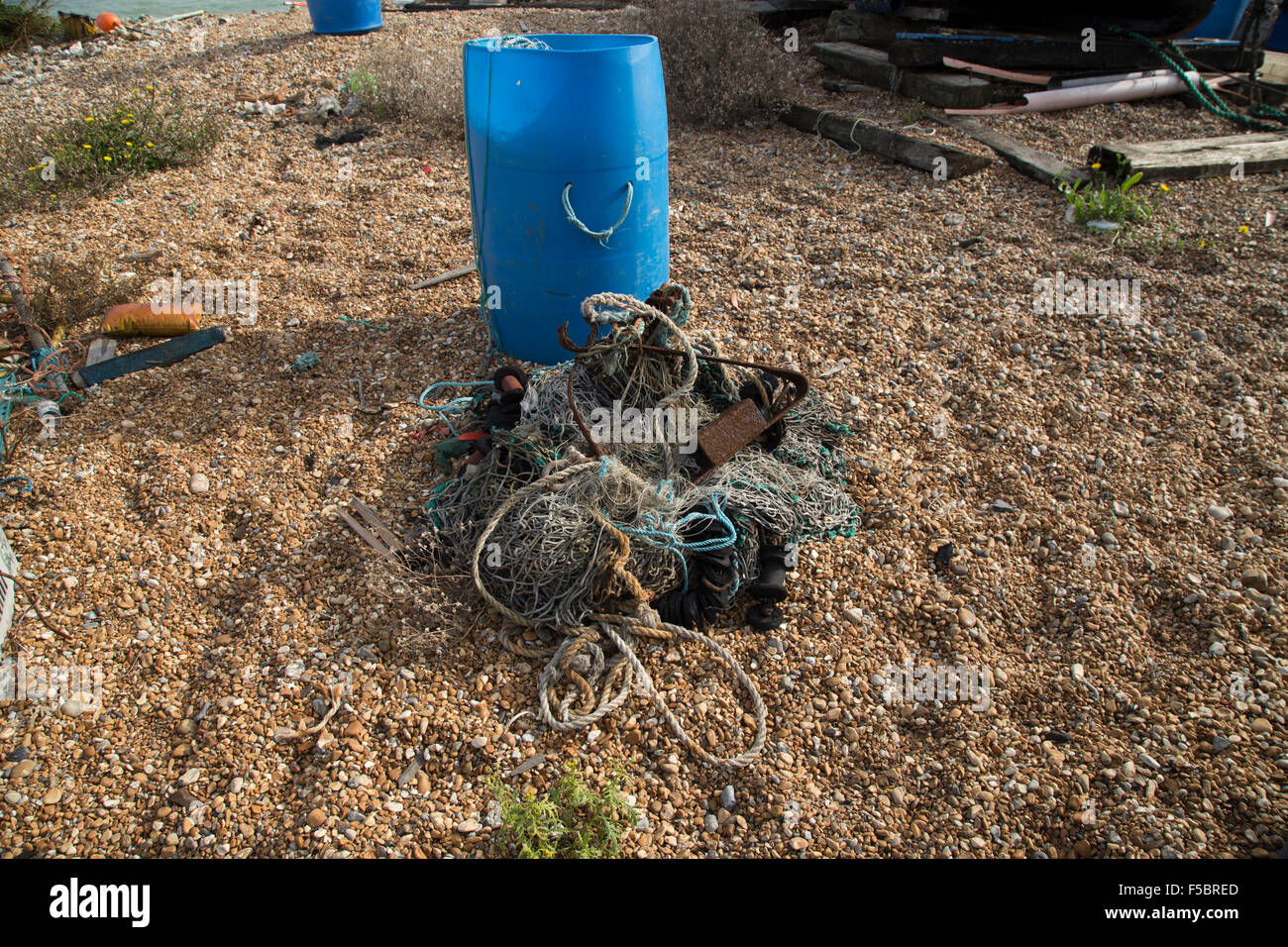 Collection de matériel de pêche en mer Banque D'Images