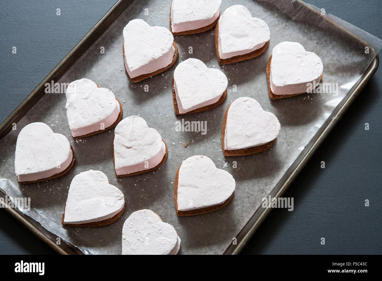Heart-Shaped Rose S'Mores guimauves à Cookies biscuits Graham Banque D'Images