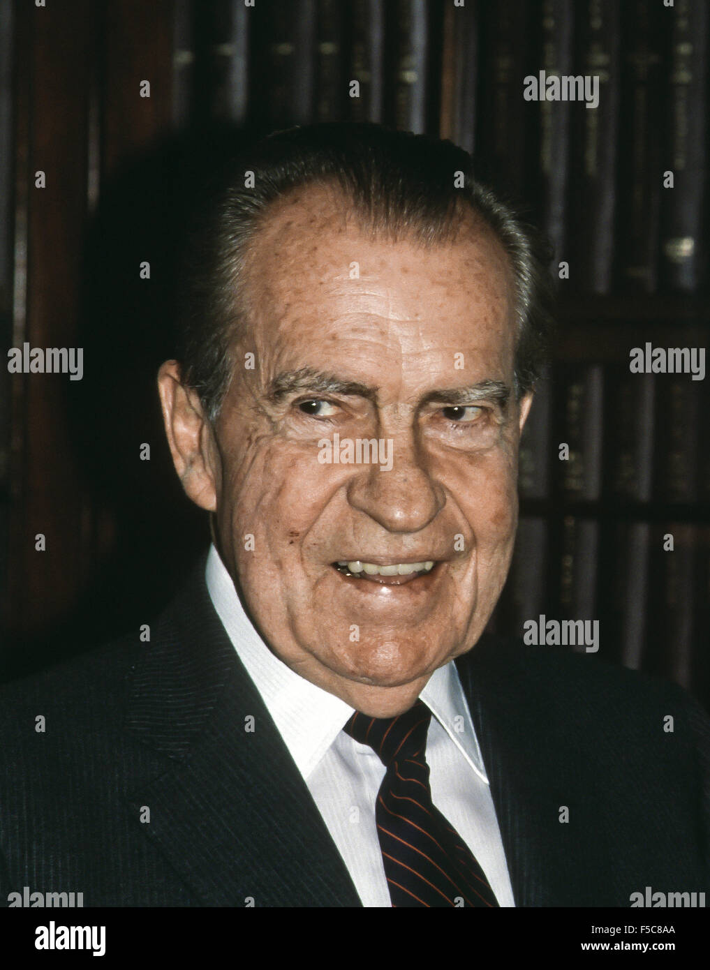 Washington, DC. 1990 Portrait de l'ancien Président des États-Unis, Richard M. Nixon. Credit : Mark Reinstein Banque D'Images