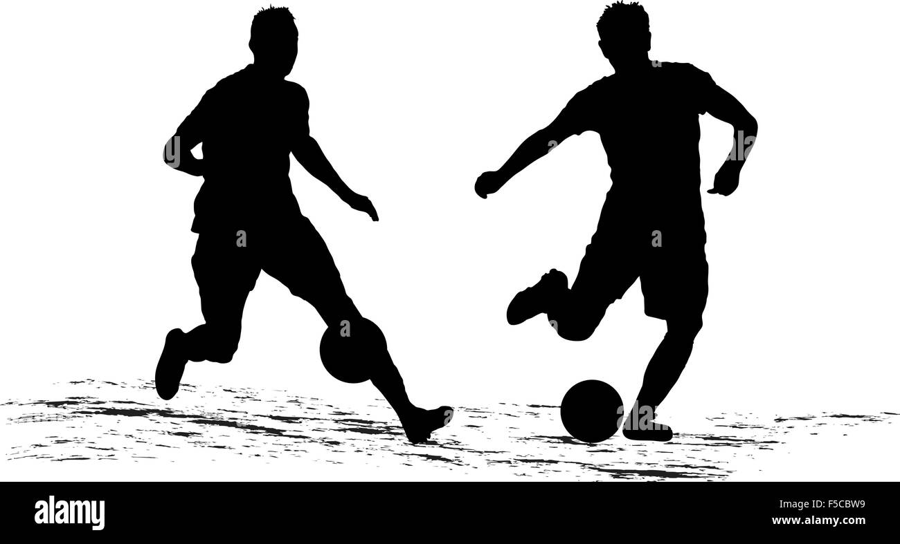 Les joueurs de soccer Silhouette frapper la balle.Vector Illustration de Vecteur