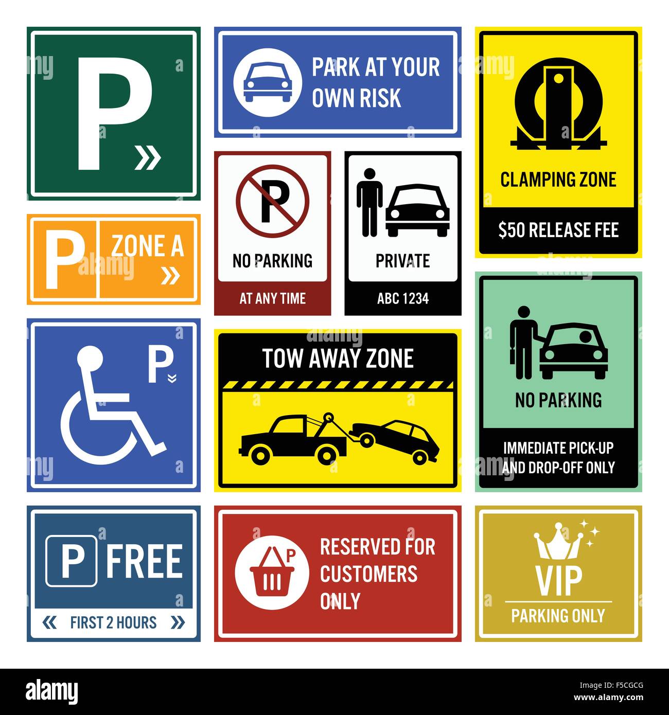 Les panneaux de signalisation Parking Parking Illustration de Vecteur