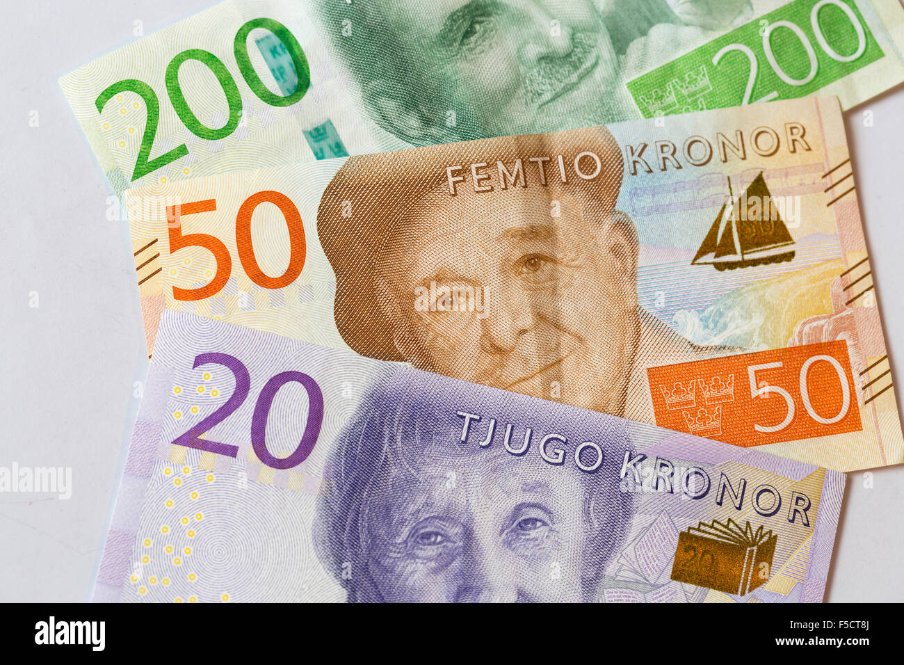 Monnaie suédoise nouvelle 20, 50, note 200 Banque D'Images