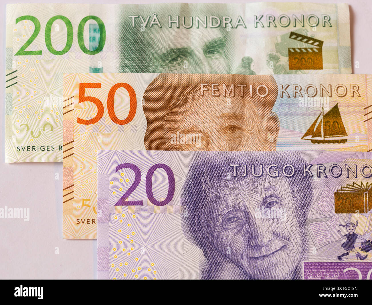 Monnaie suédoise nouvelle 20, 50, note 200 Banque D'Images