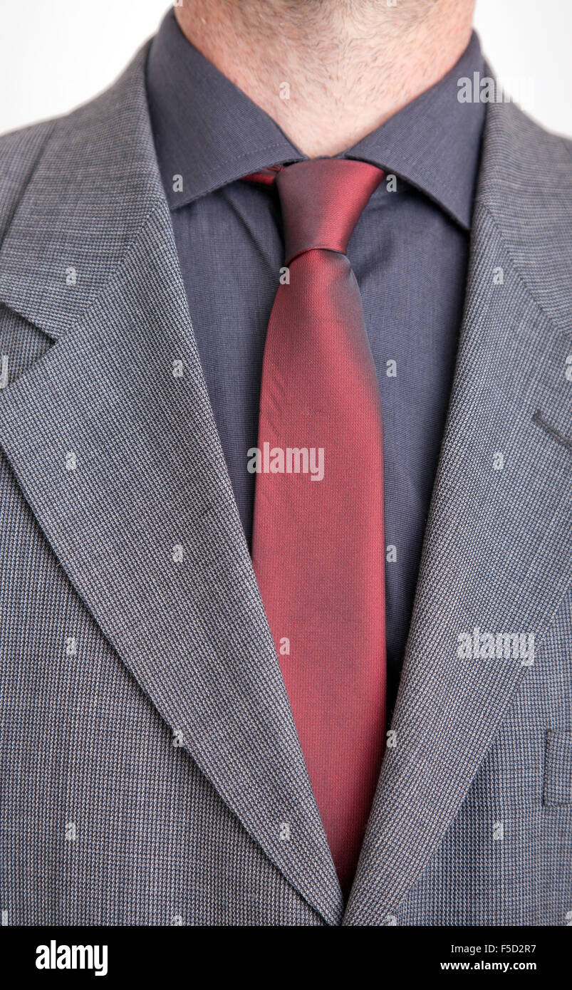 Veste en tweed homme, cravate rouge et chemise grise Photo Stock - Alamy