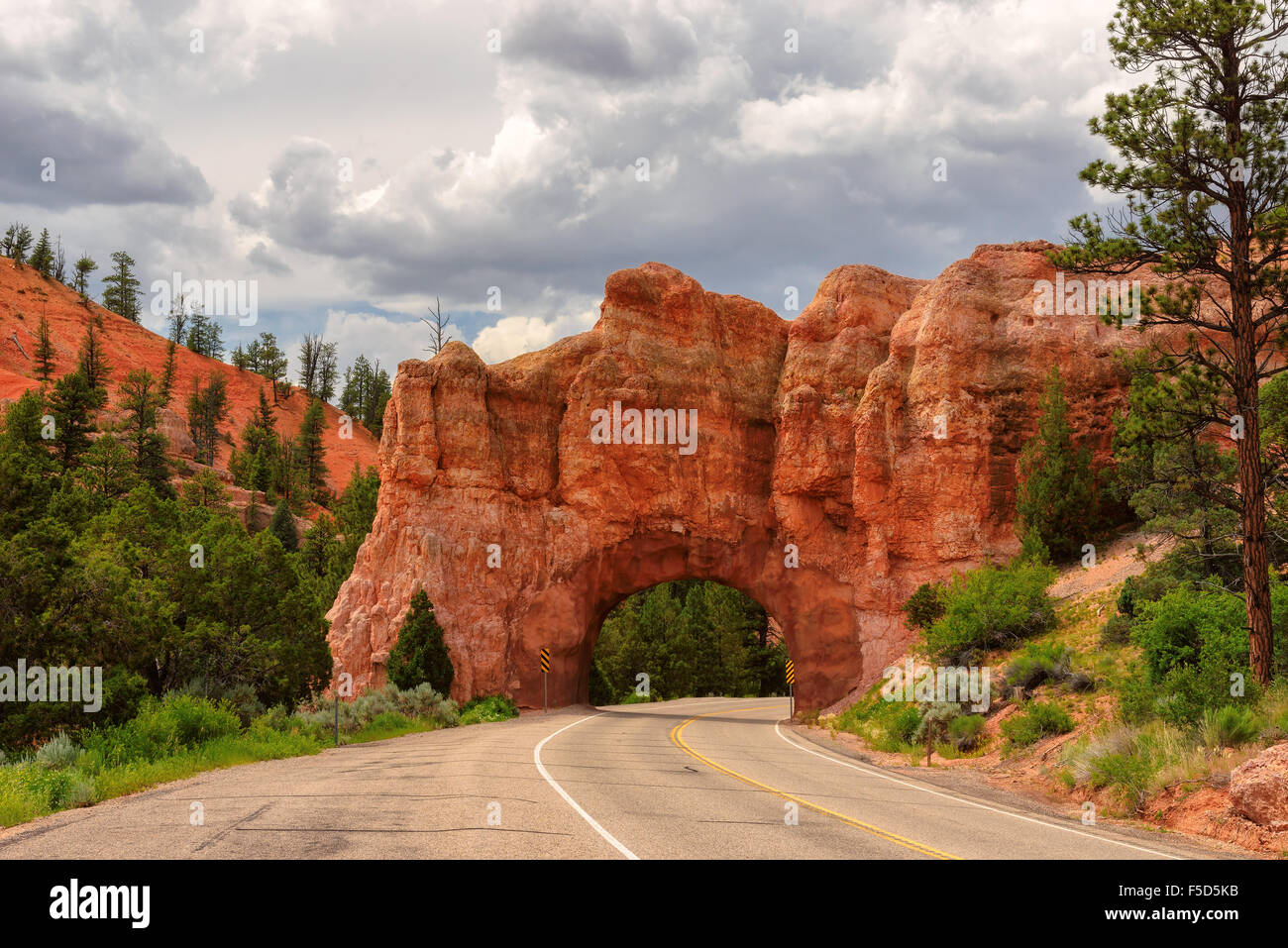 Arc rouge road tunnel sur la façon de Bryce Canyon Banque D'Images