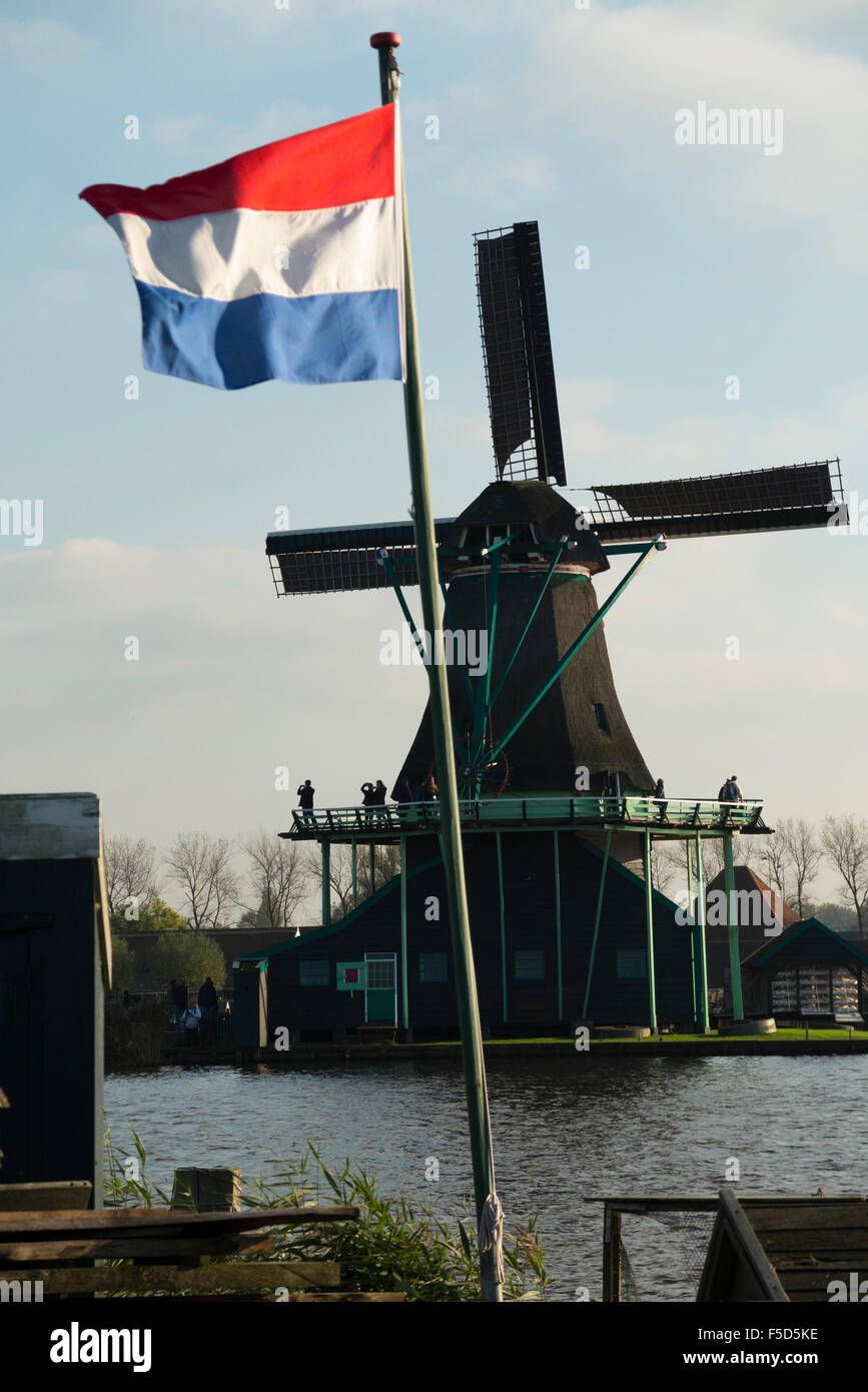 Aimants Frigo 3D Amsterdam - Moulin à Vent + Drapeau Pays-Bas