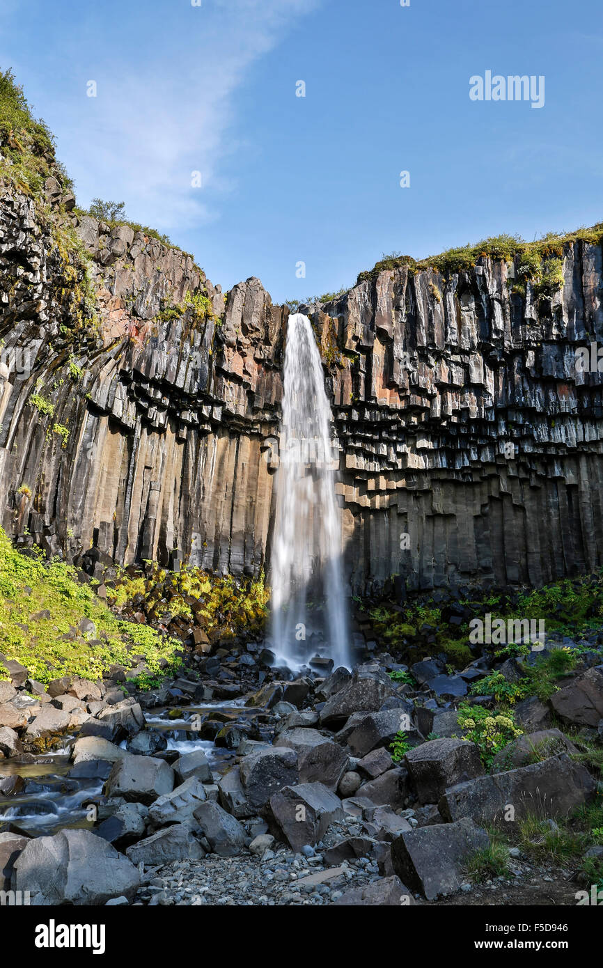 Svartifoss, Cascades, le Parc National de Vatnajökull en Islande Banque D'Images