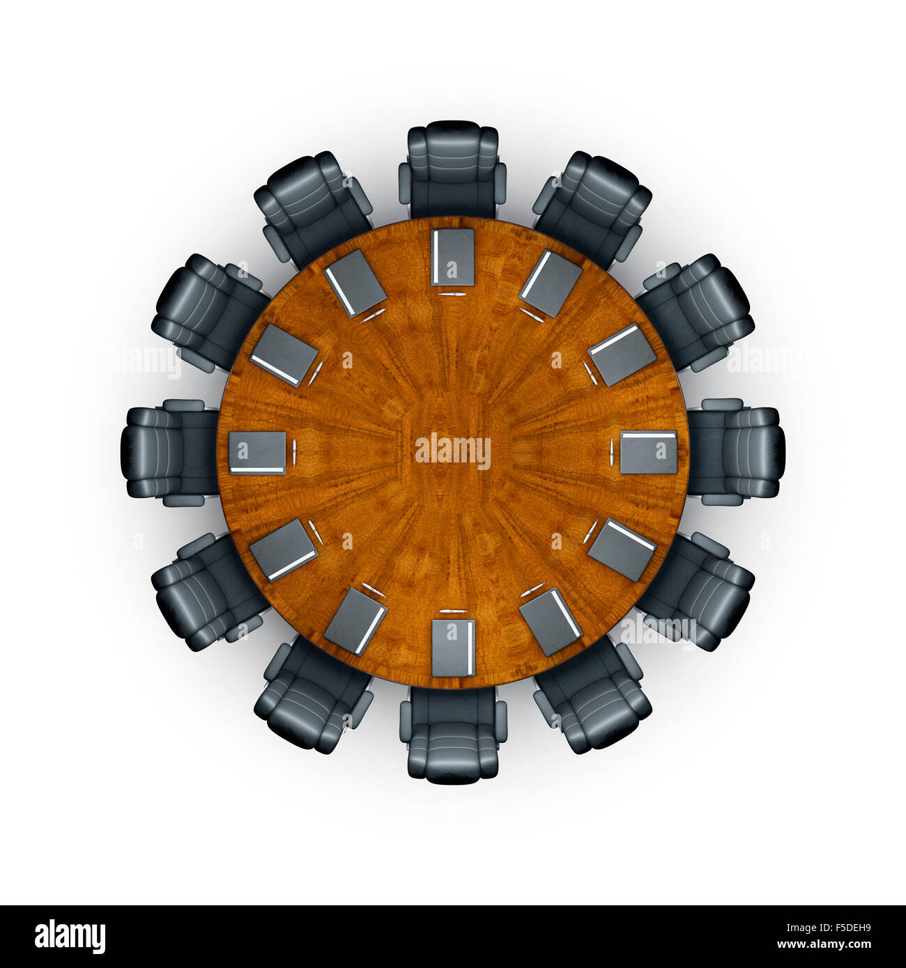 Table de conférence / horloge 3D render of table de conférence comme horloge, ajoutez simplement les mains Banque D'Images