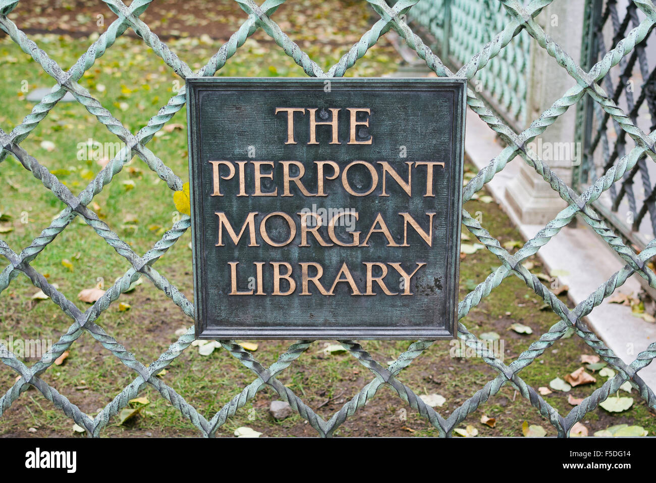 Pierpont Morgan Library Sign. La ville de New York. Banque D'Images