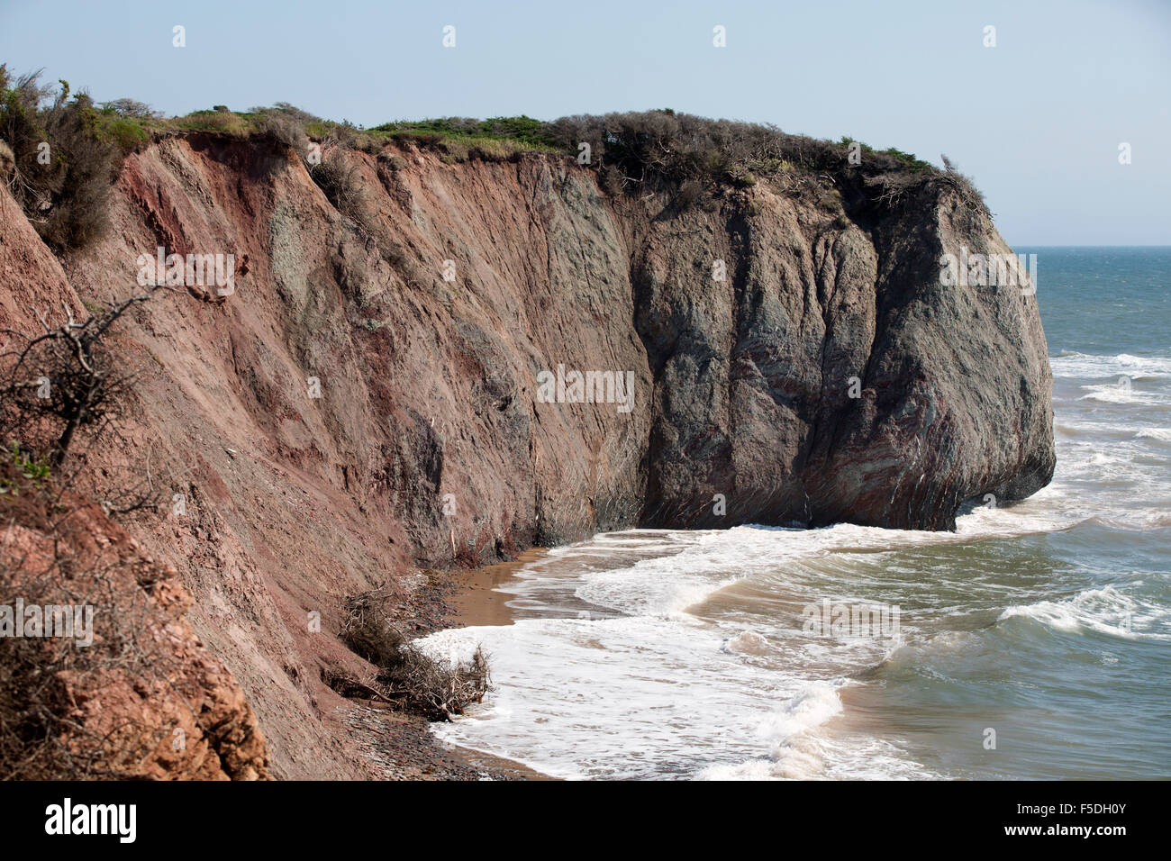 Les falaises de grès, l'Île Boudreau, îles de la Madeleine, Canada Banque D'Images