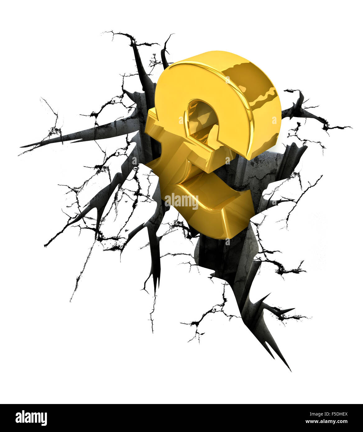 Livre / crack 3D render of symbole de tomber dans le crack Banque D'Images