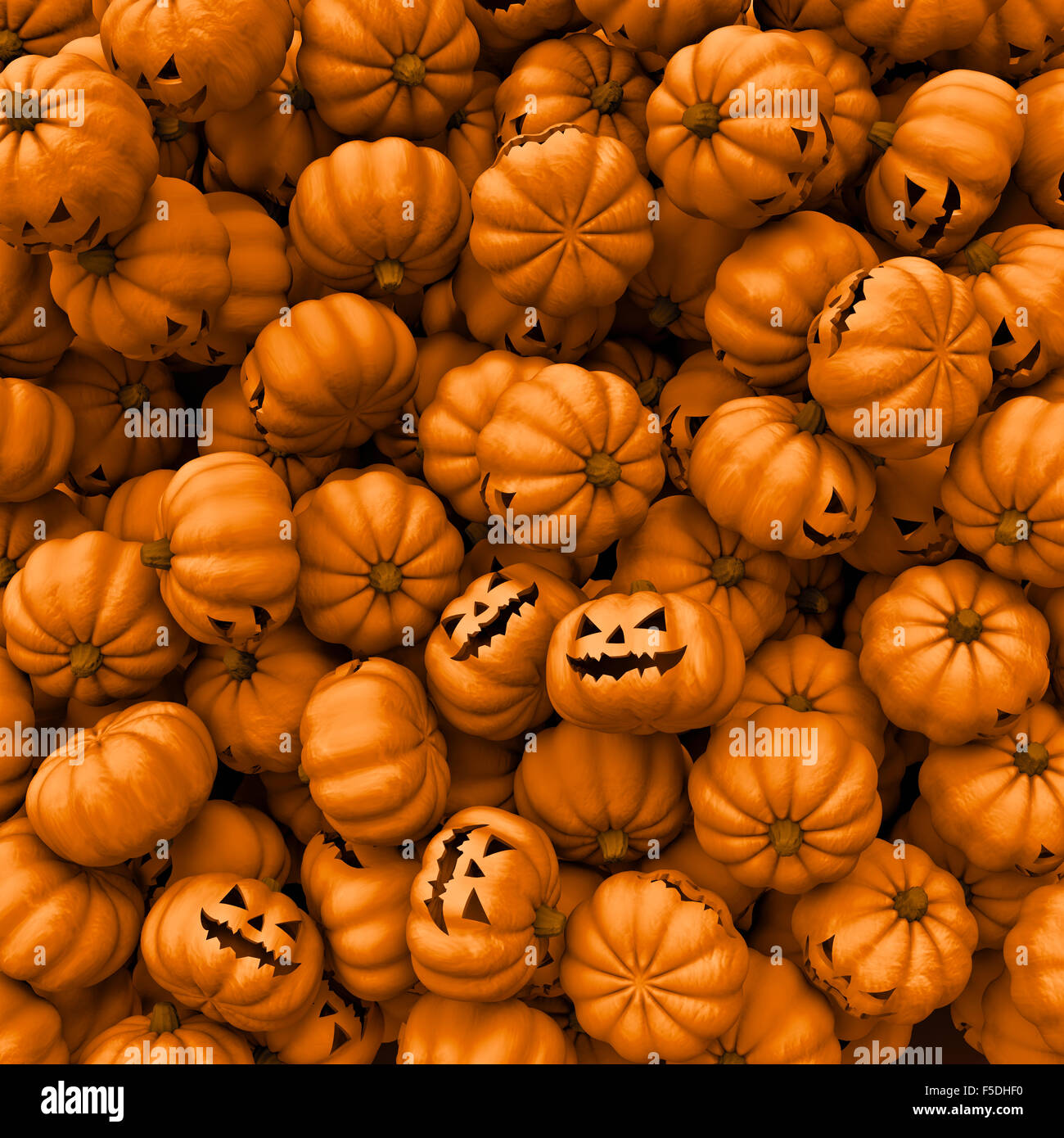 Pile de citrouille / 3D render of Halloween pumpkins Banque D'Images