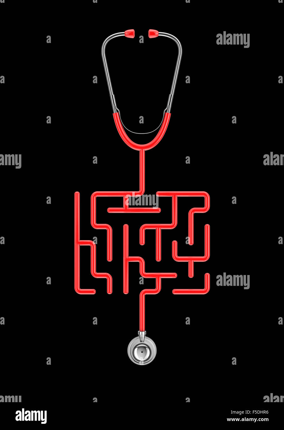 Stéthoscope / labyrinthe 3D render of tubes formant labyrinthe stéthoscope Banque D'Images