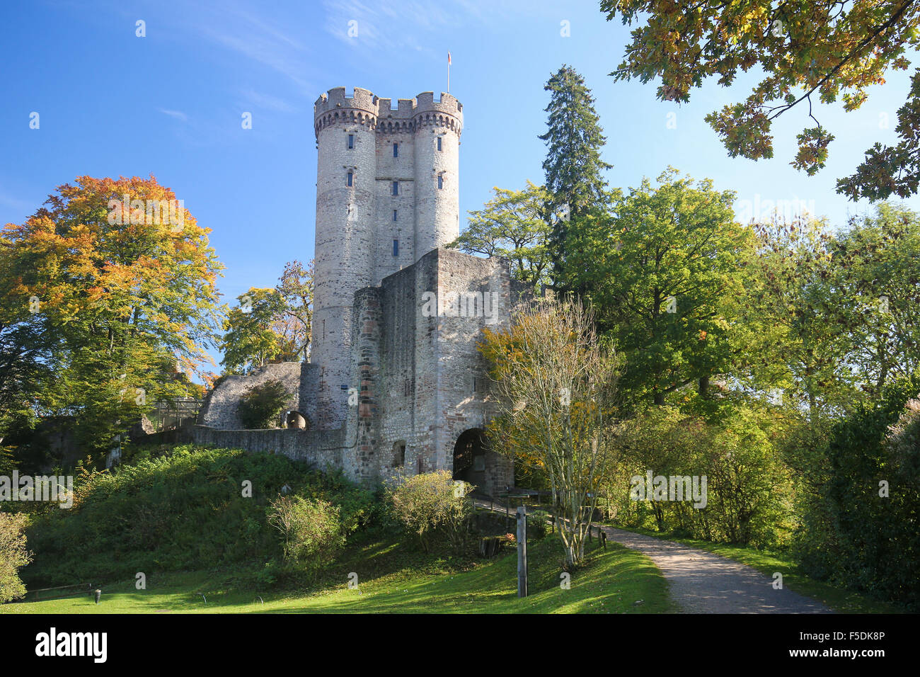 Le Château Médiéval Kasselburg (12ème siècle) près du village de Pelm dans le district de Vulkaneifel en Rhénanie-Palatinat, Germ Banque D'Images