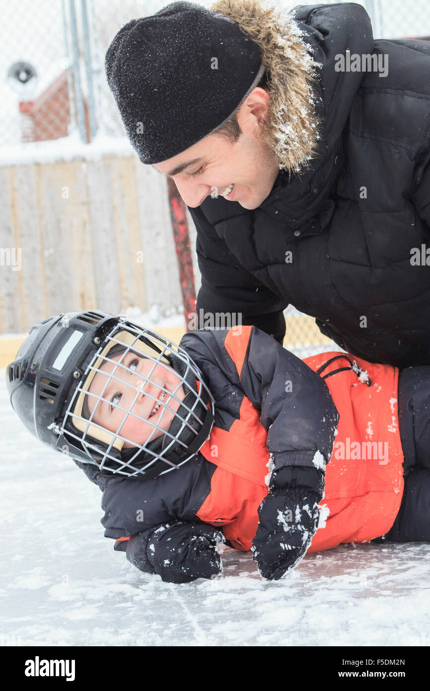 Père Fils hockey Banque D'Images