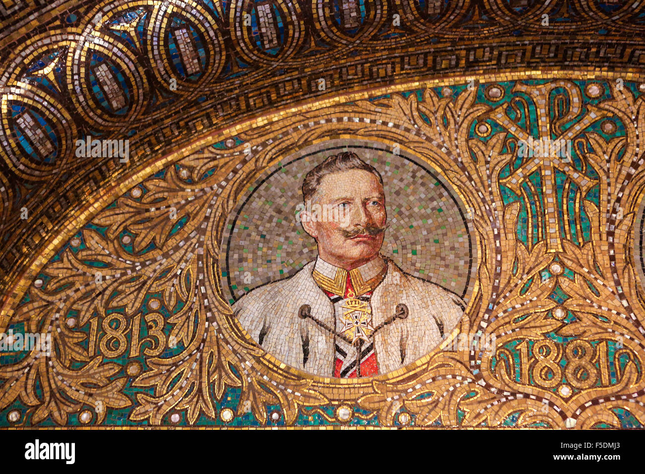 GEROLSTEIN, ALLEMAGNE - 10 octobre 2015 : Mosaïque de l'empereur Guillaume II, le dernier empereur allemand et roi de Prusse de 1888 à 19 Banque D'Images