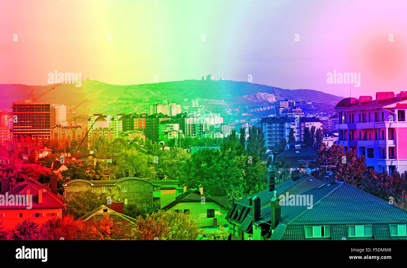 Paysage urbain de la ville d'Anapa en Russie les fonds colorés Banque D'Images
