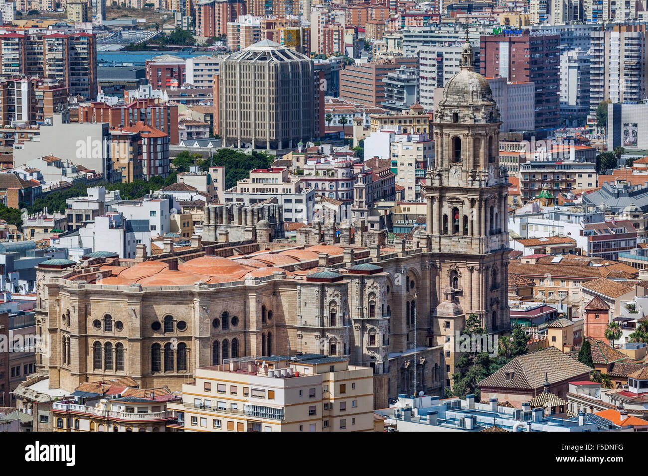 Espagne, Andalousie, province de Malaga, vue sur le centre historique de Malaga et de la cathédrale Banque D'Images