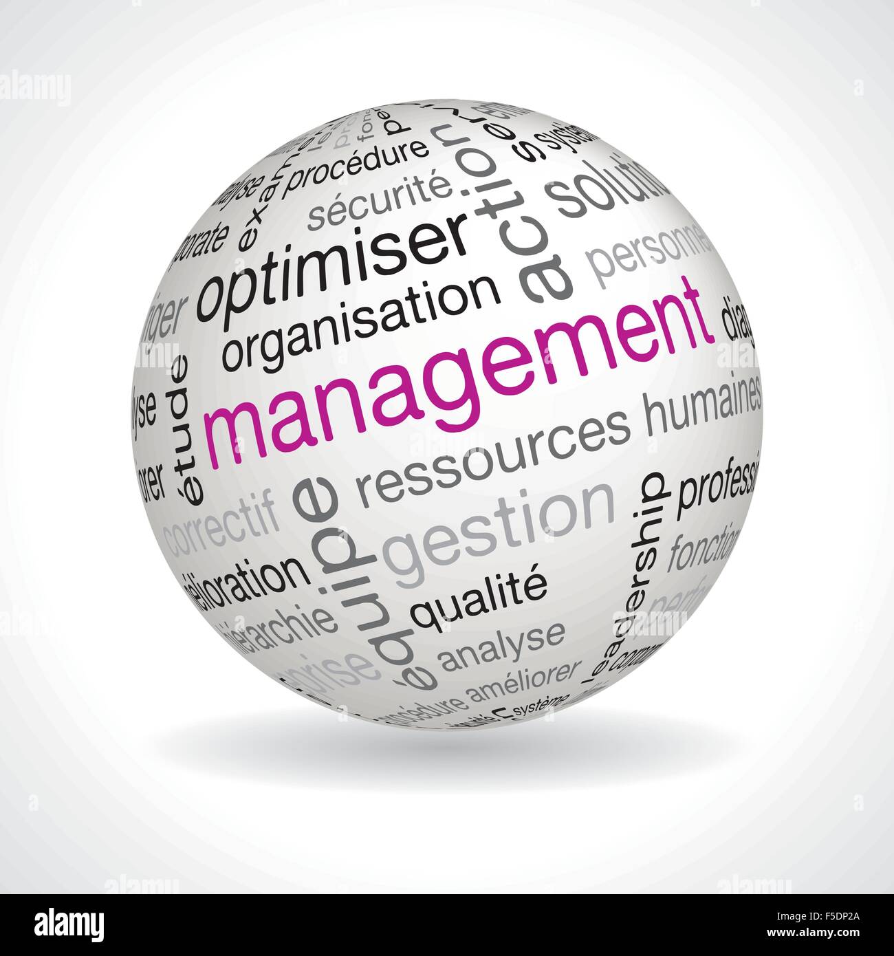 Thème gestion français sphère avec mots-clés vecteur complet Illustration de Vecteur