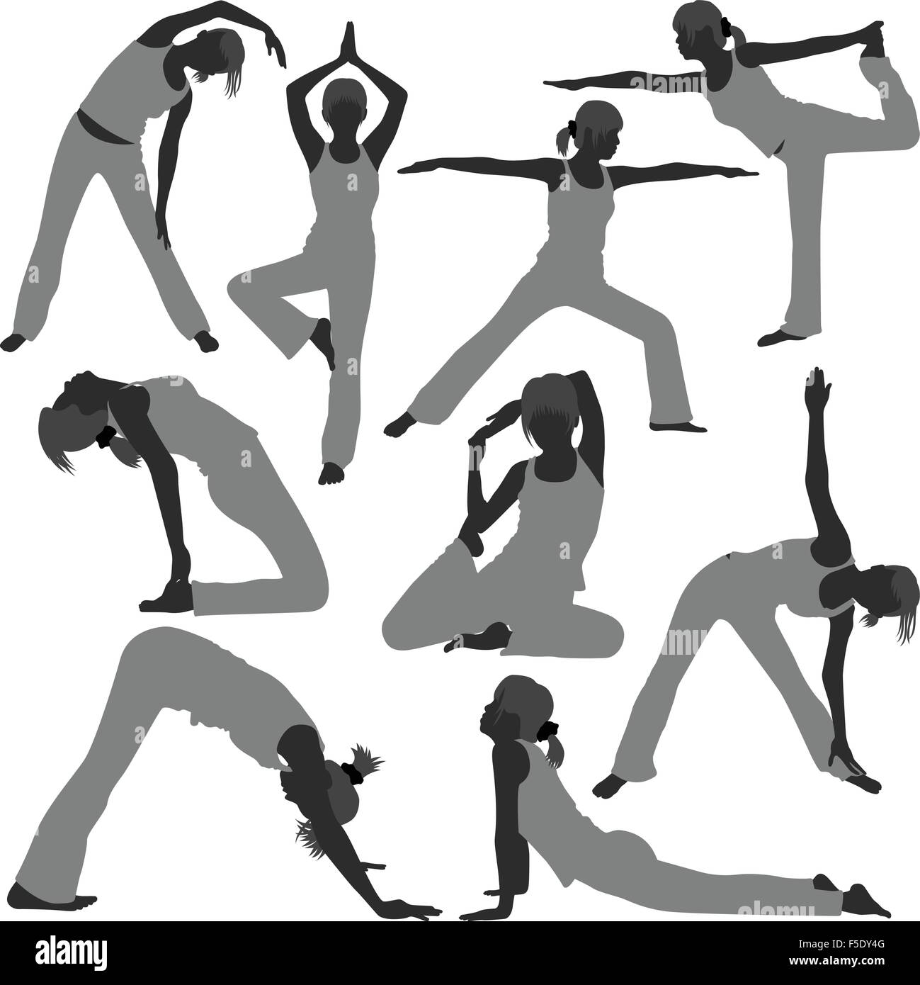 Exercices de Yoga femme saine pose Illustration de Vecteur