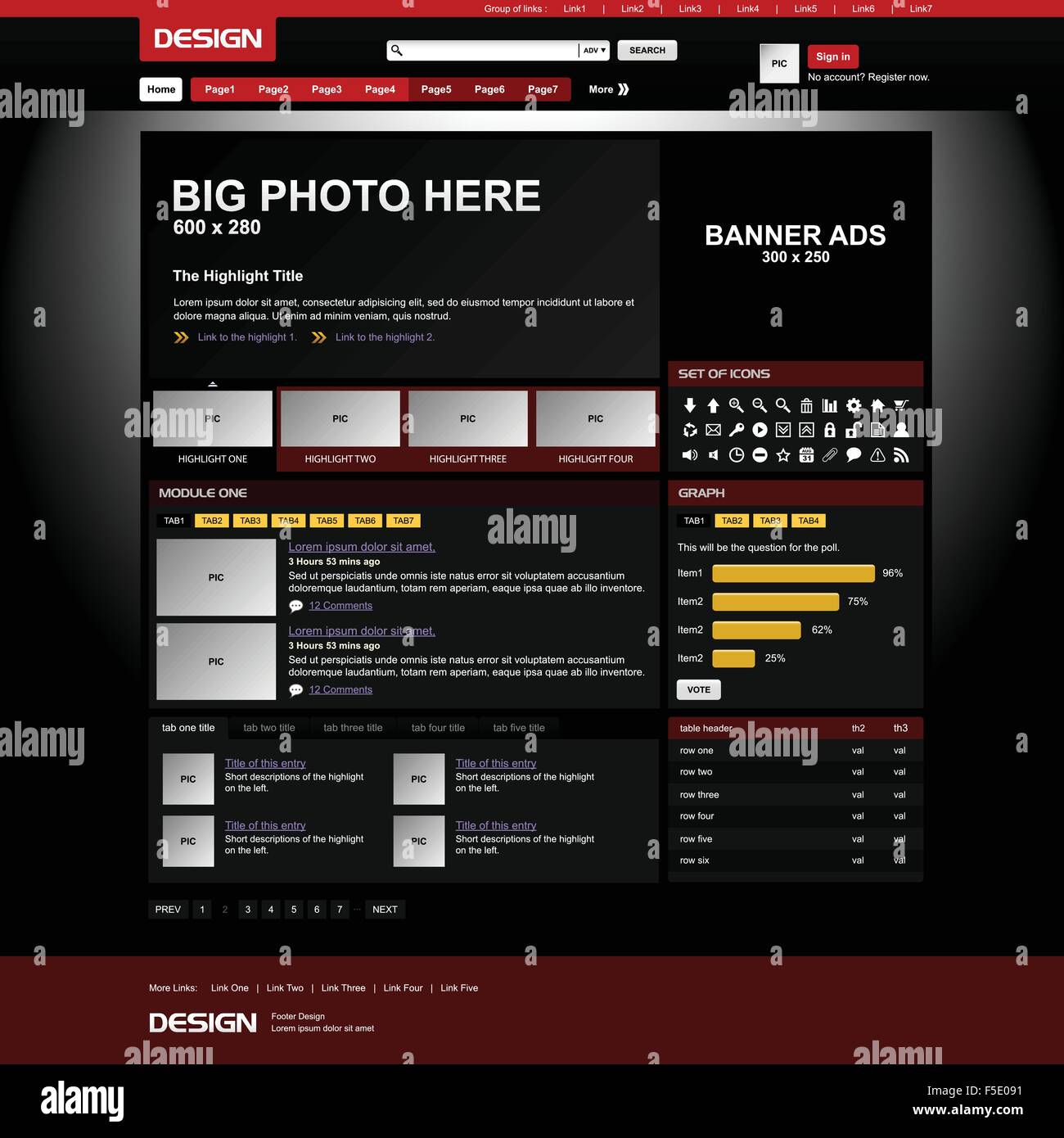 Modèle de site web Site web design et éléments Icons Set Illustration de Vecteur Modèle de site web Site web design et éléments Icons Set Illustration de Vecteur