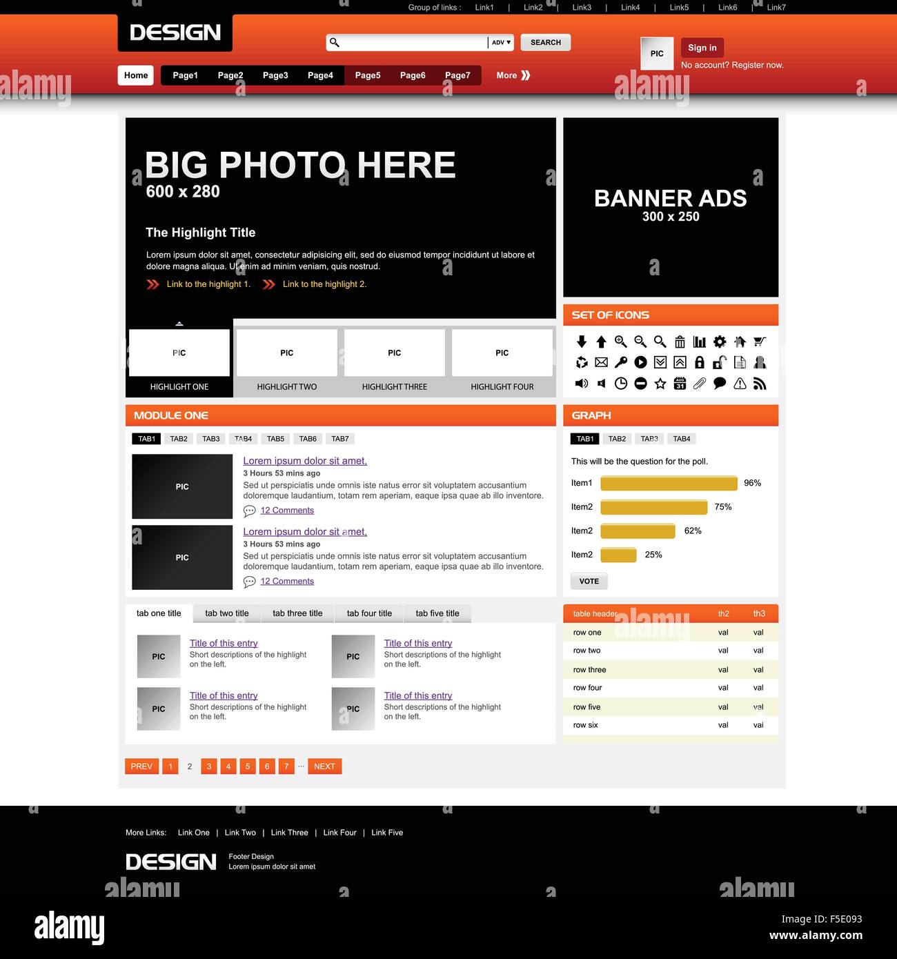 Modèle de site web Site web design et éléments Icons Set Illustration de Vecteur Modèle de site web Site web design et éléments Icons Set Illustration de Vecteur