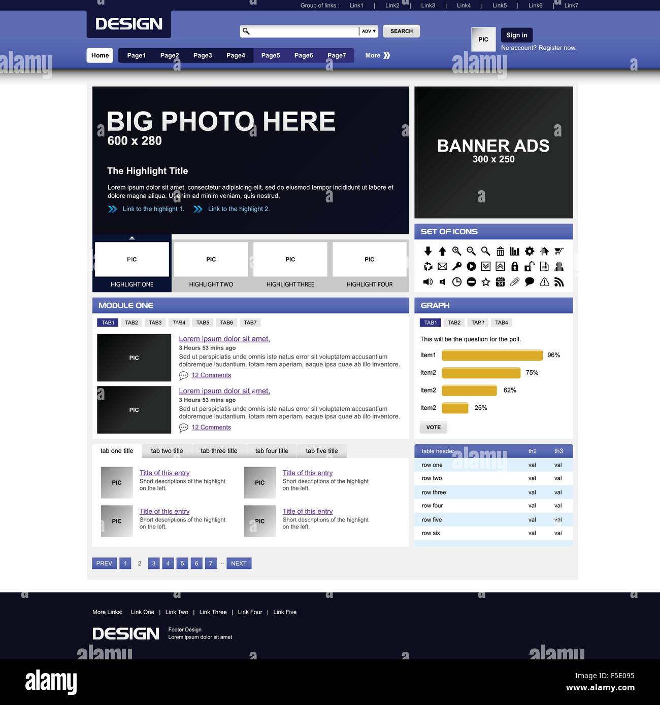 Modèle de site web Site web design et éléments Icons Set Illustration de Vecteur Modèle de site web Site web design et éléments Icons Set Illustration de Vecteur