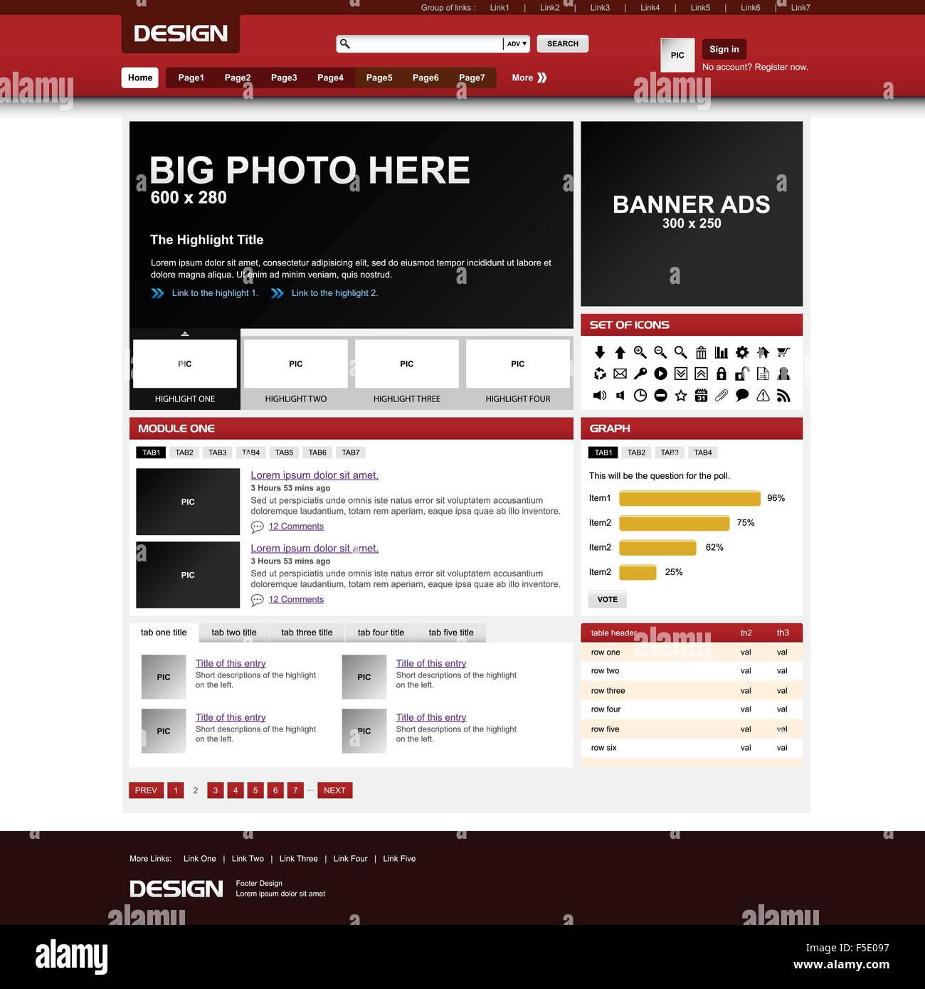 Modèle de site web Site web design et éléments Icons Set Illustration de Vecteur Modèle de site web Site web design et éléments Icons Set Illustration de Vecteur